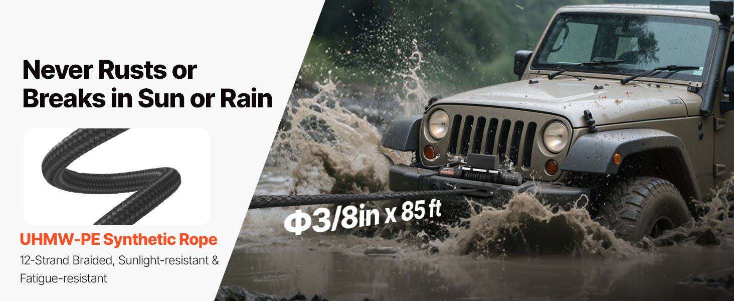 13500 lbs 12V Electric Winch with Synthetic Rope and Dual Remote Control-13500 lbs / france