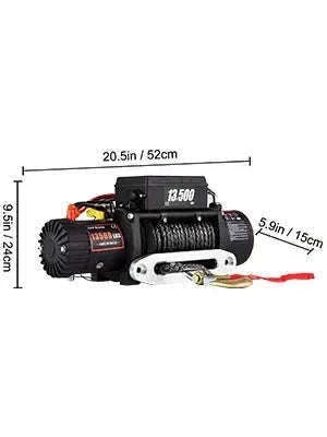 13500 lbs Electric Truck Winch 12V Synthetic Rope with Remote Control-13500LBS / 27M / Poland