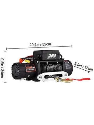 13500 lbs Electric Truck Winch 12V Synthetic Rope with Remote Control-13500LBS / 27M / Poland