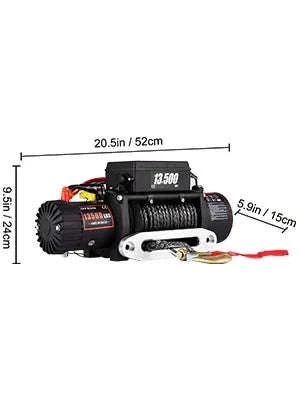 13500 lbs Electric Truck Winch 12V Synthetic Rope with Remote Control-13500LBS / 27M / Poland
