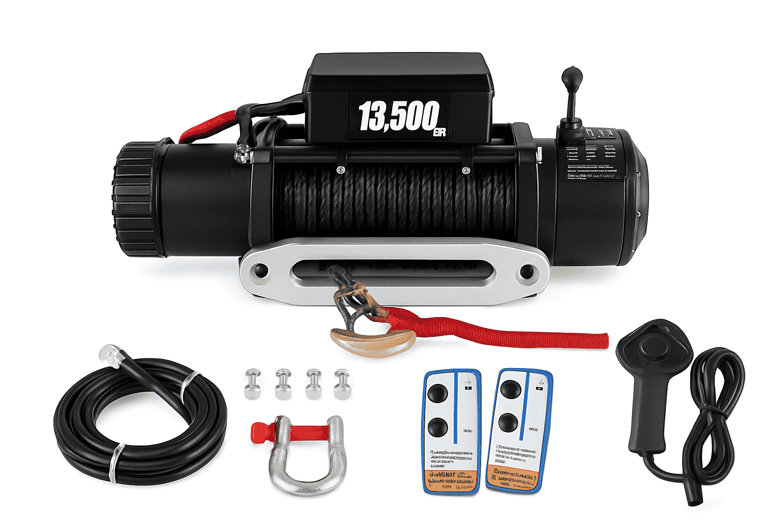 13500 lbs Electric Truck Winch 12V Synthetic Rope with Remote Control-13500LBS / 27M / Poland