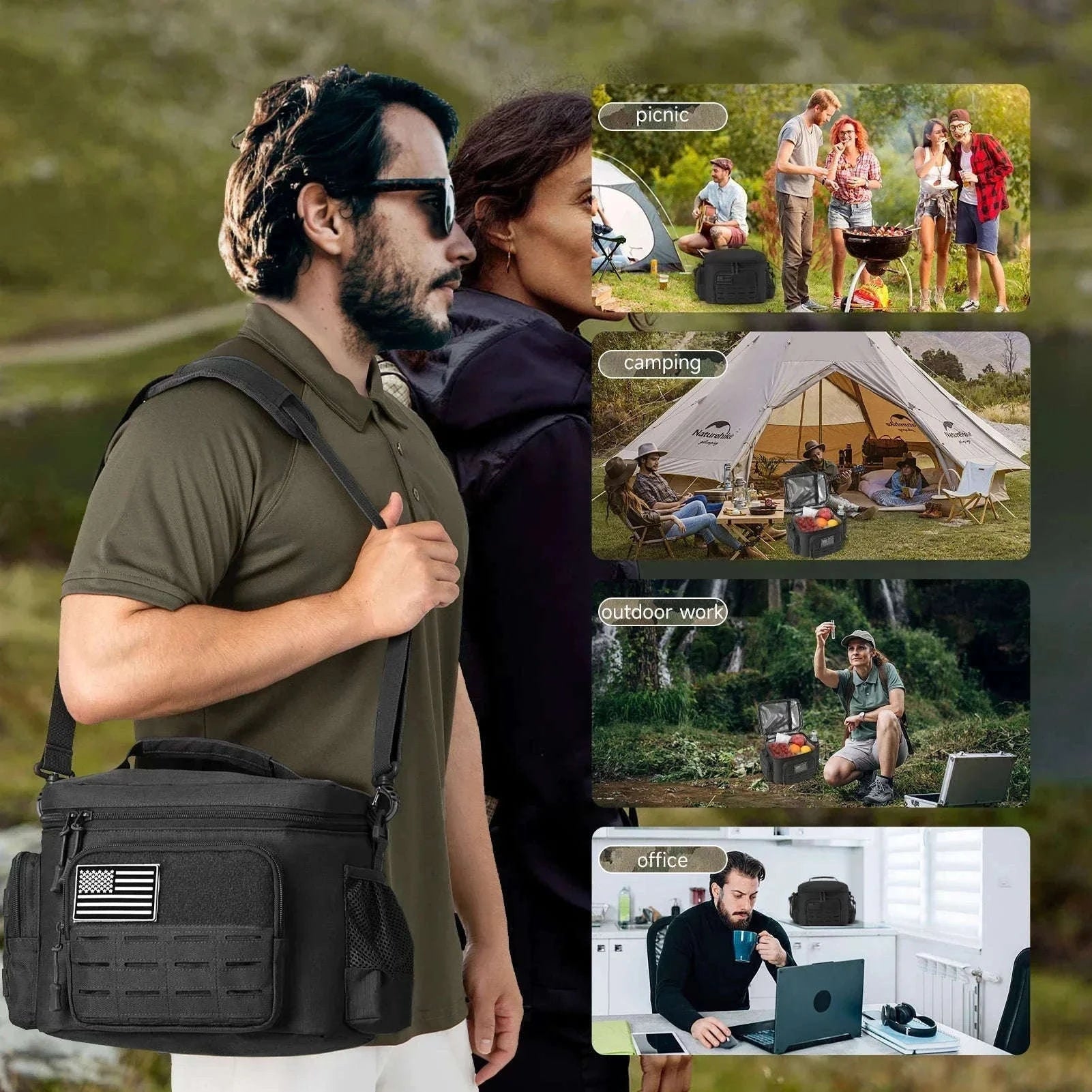 13L Tactical Thermal Cooler Bag-Green / United Kingdom