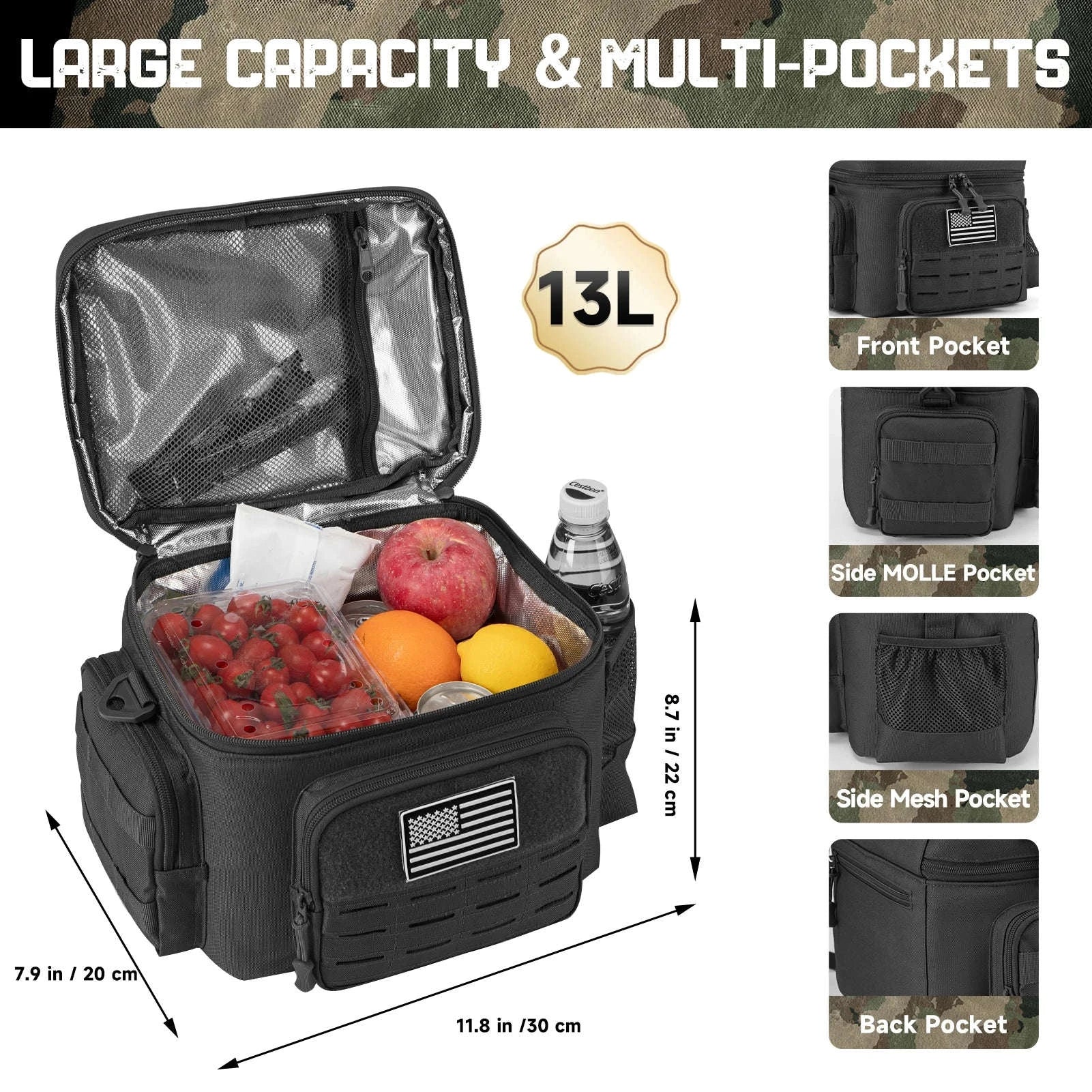13L Tactical Thermal Cooler Bag-Green / United Kingdom