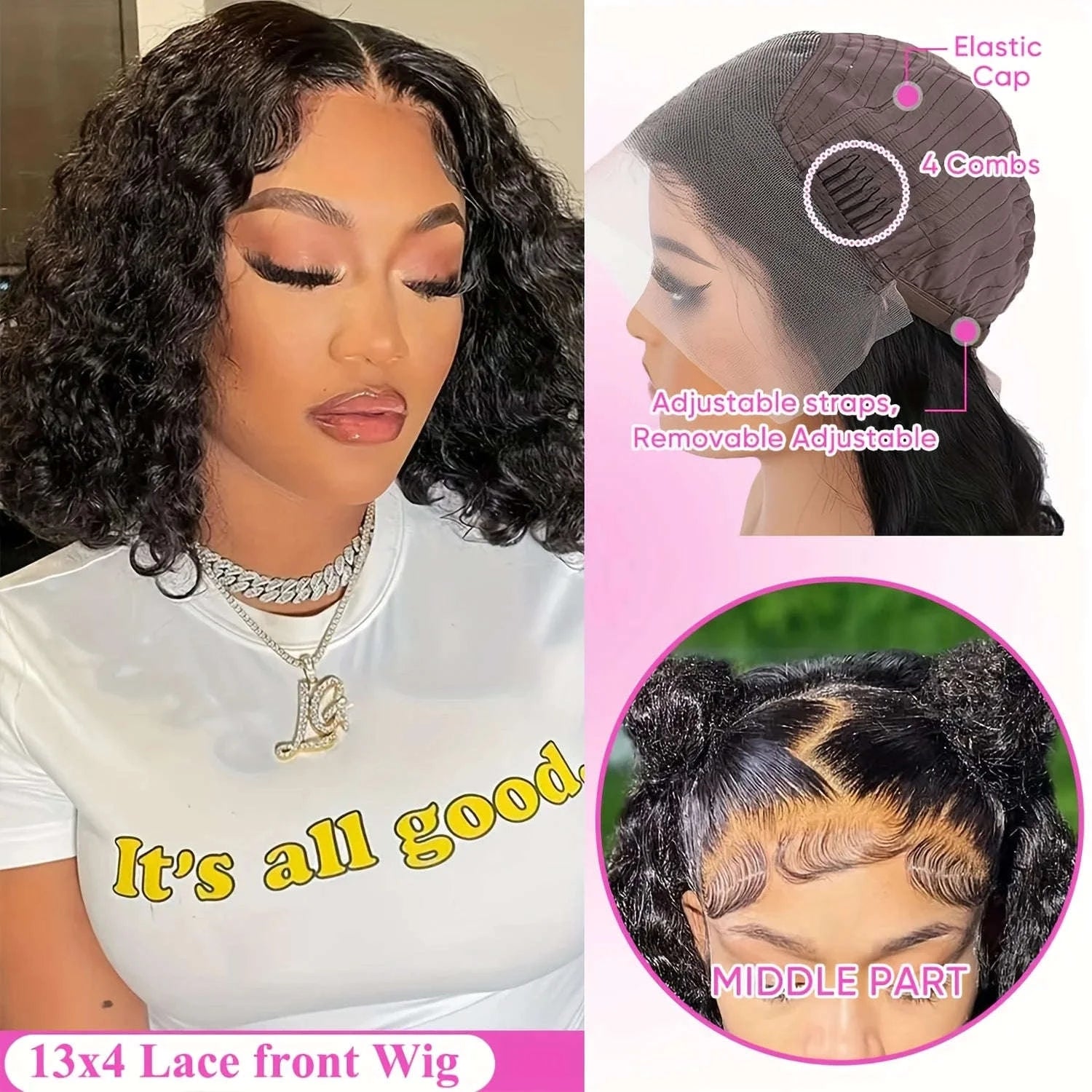 13x4 Deep Wave Curly Lace Front Human Hair Wig (26+ Inch)-Deep wave / 40inches / 200%|United States