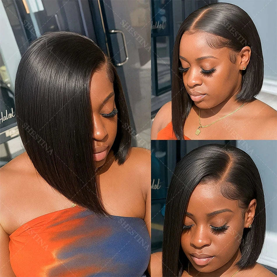 13x4 Straight Lace Frontal Bob Wig Human Hair Bob-13x4 Lace Bob Wig / United States / 14inches|200%