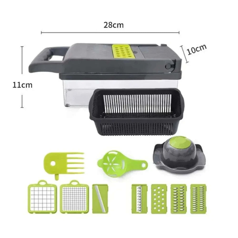 14/16-in-1 Vegetable Chopper Slicer Dicer Grater with Handle-United States / 14 in 1 grey