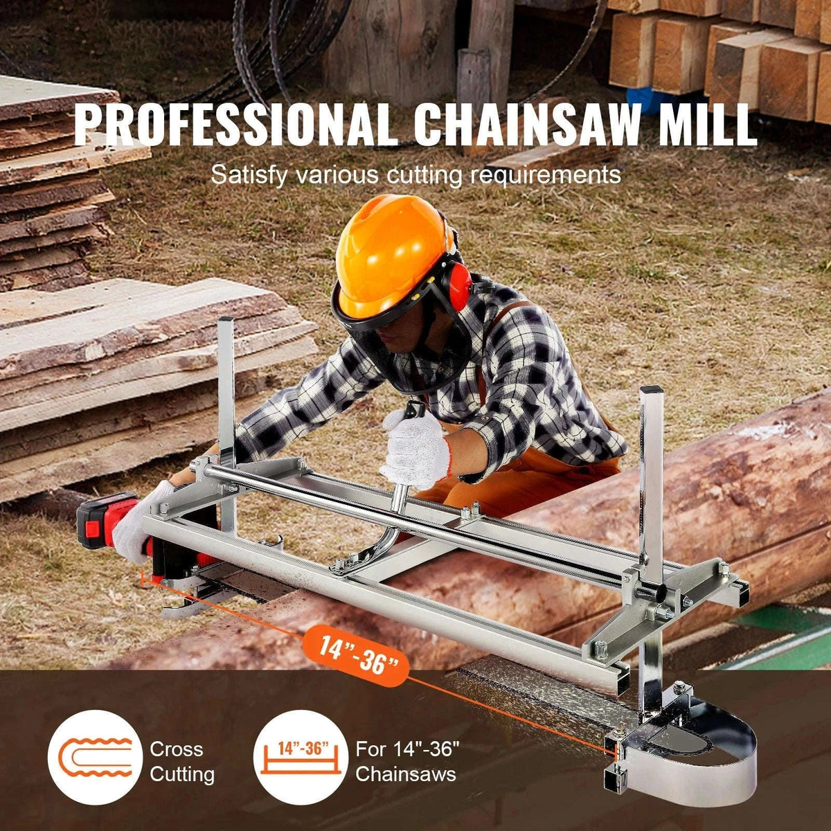 14-36 in Chainsaw Mill Guide Bar Planking Mill with Adjustable Cutting Thickness-france