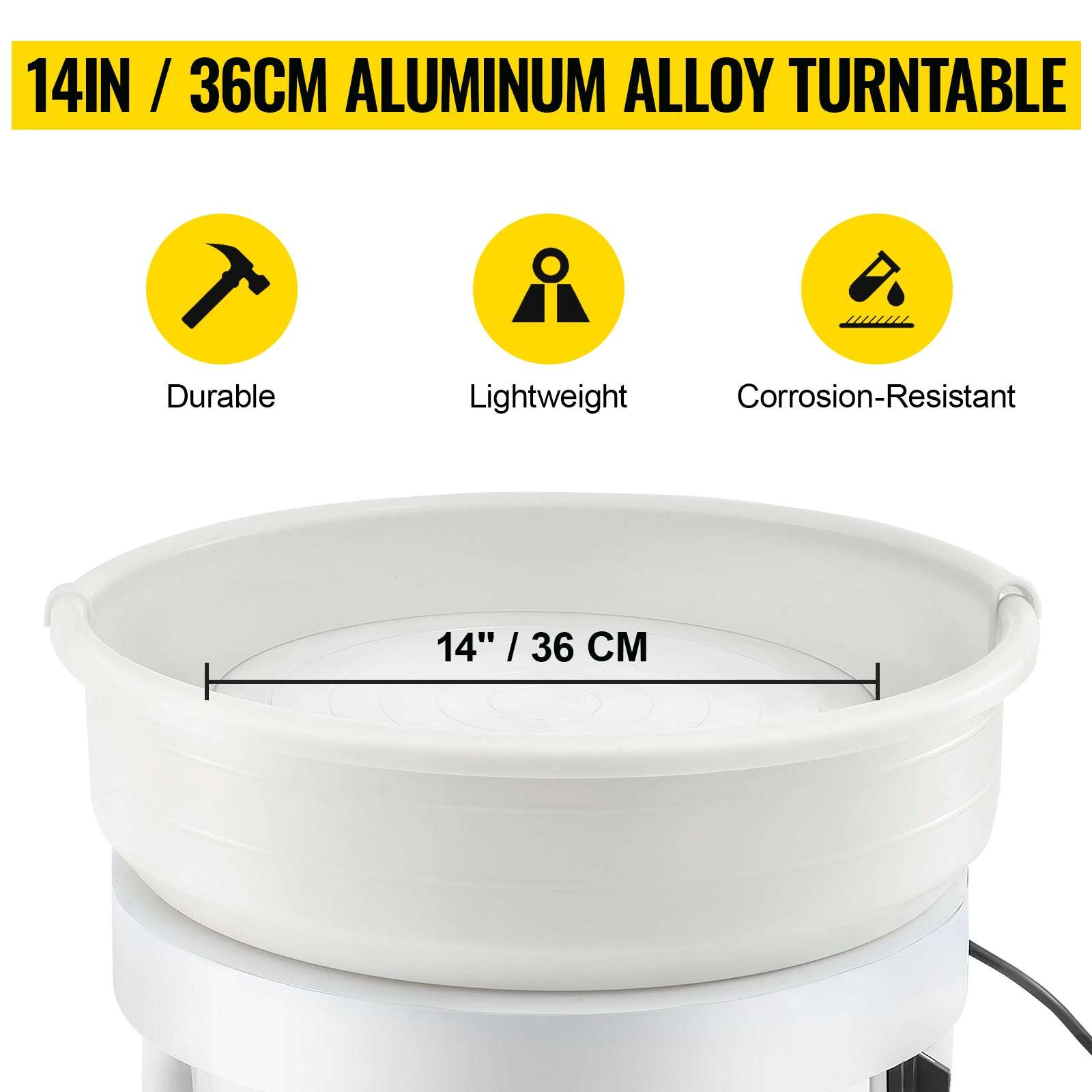 14" Electric Pottery Wheel with Foot Pedal 450W Ceramic Machine-United States