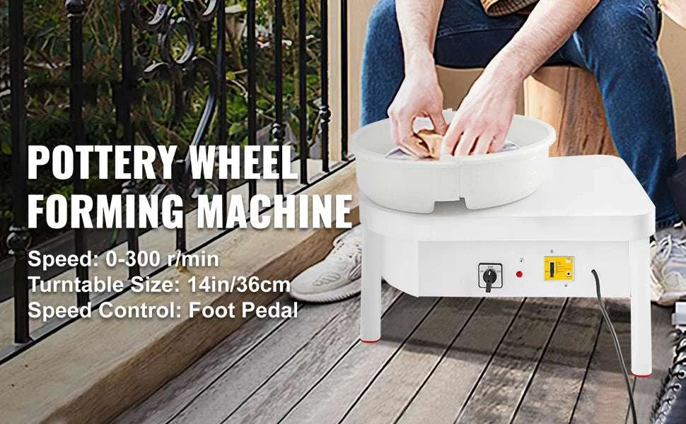 14" Electric Pottery Wheel with Foot Pedal 450W Ceramic Machine-United States