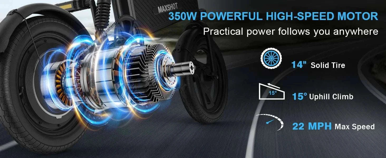 14" Foldable Electric Bike 350W Motor 48V Battery 22MPH Range-L14-5.2Ah / United States