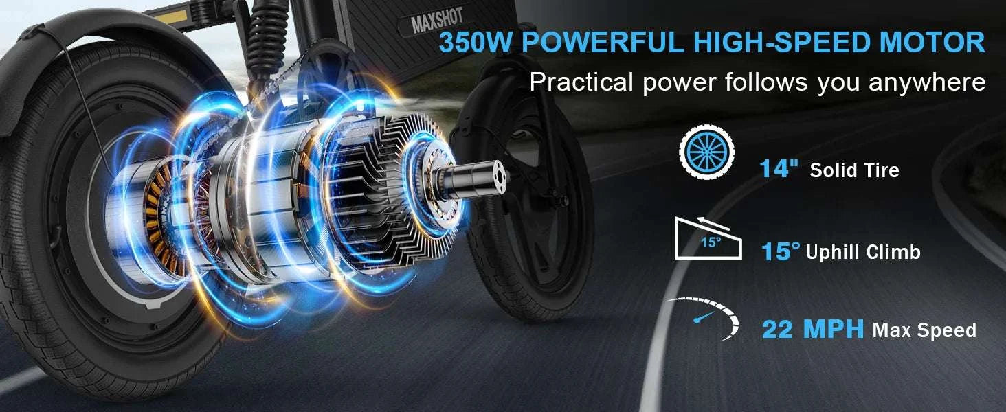 14" Foldable Electric Bike 350W Motor 48V Battery 22MPH Range-L14-5.2Ah / United States