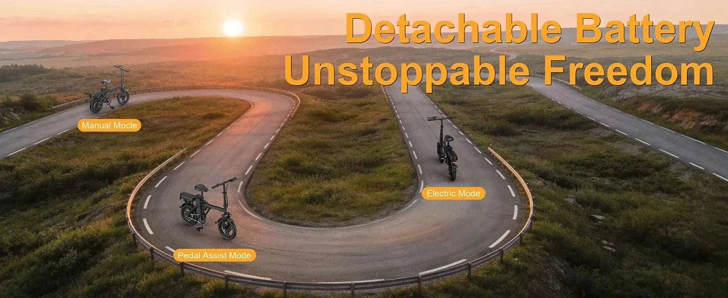14'' Foldable Electric Bike 500W 48V 22MPH Dual Seat Mini E-Bike-5.2Ah 30miles / United States