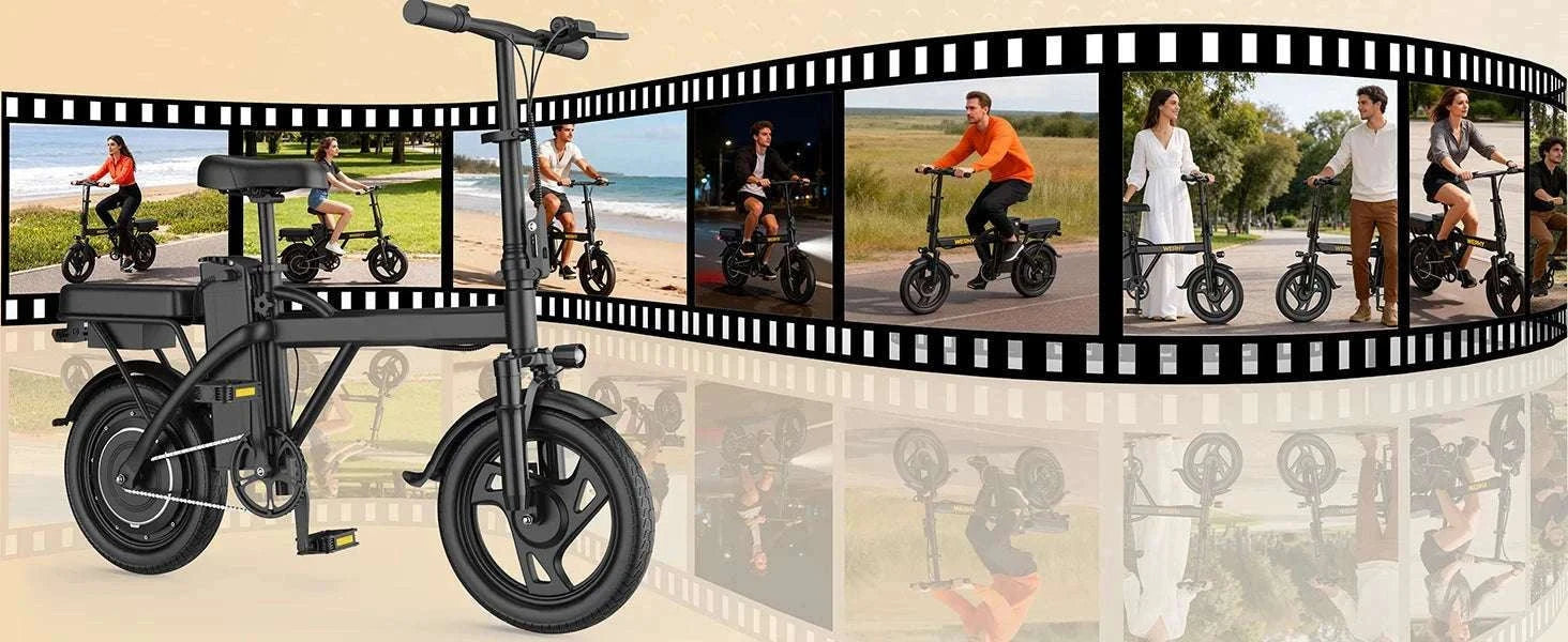 14'' Foldable Electric Bike 500W 48V 22MPH Dual Seat Mini E-Bike-5.2Ah 30miles / United States