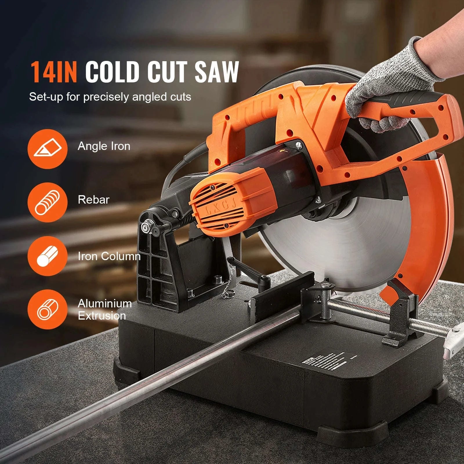 14-Inch 2800W Dry Cut Chop Saw 1200RPM 0-45 Adjustable-france