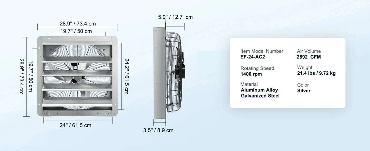 14-Inch Shutter Exhaust Fan with Controller-12in EC / CZECH REPUBLIC