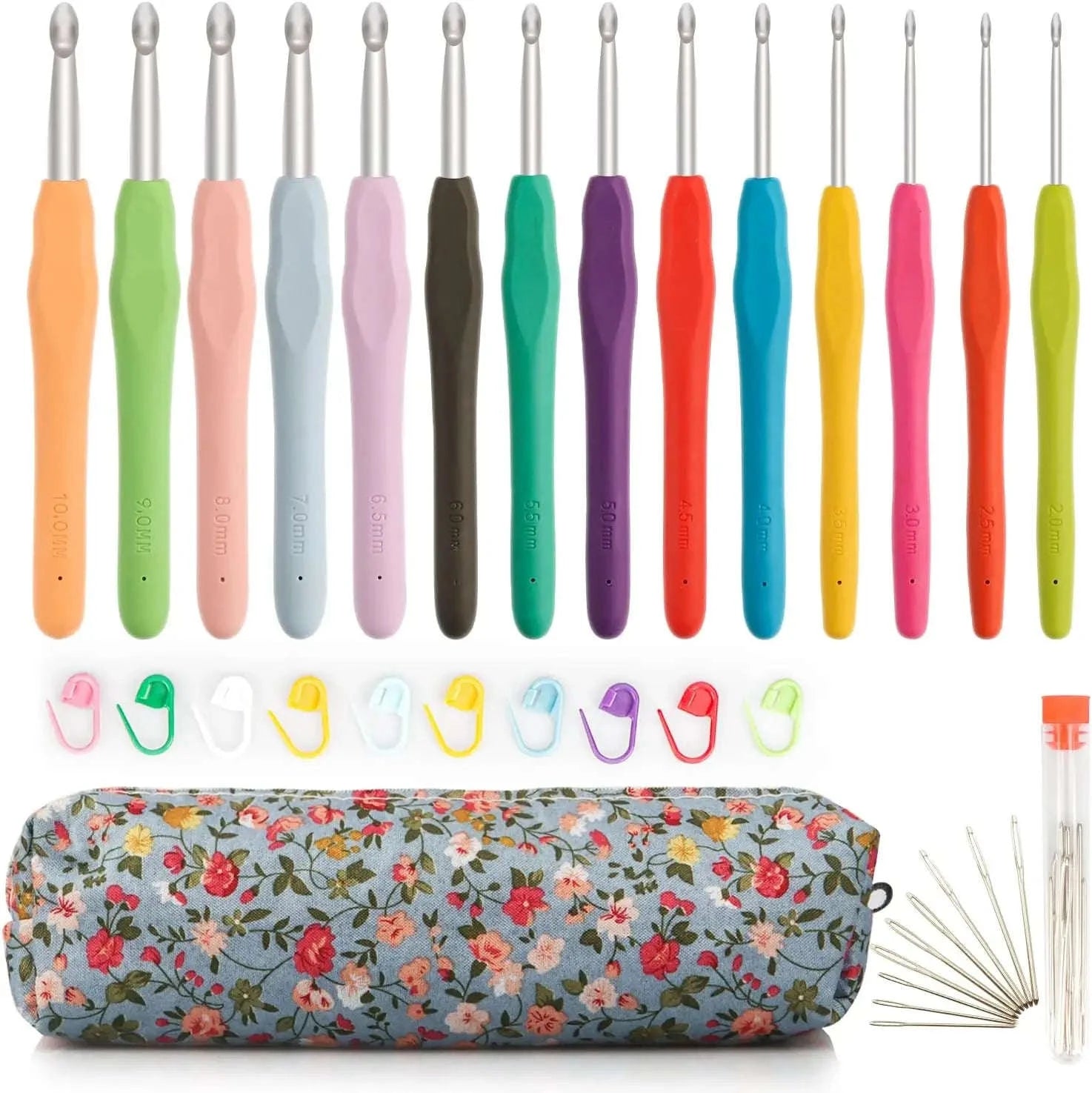 14-Piece Ergonomic Crochet Hook Set with Soft Grip Handles-United States