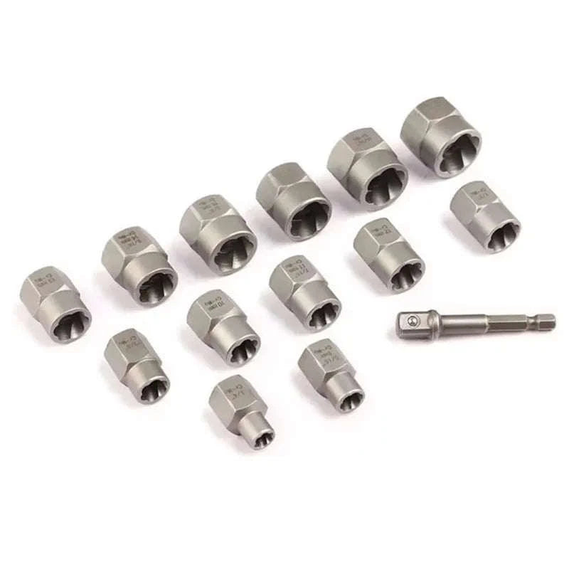 14-Piece Stripped Lug Nut Remover Socket Set with Hex Adapter-black / United Kingdom