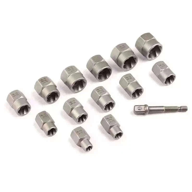 14-Piece Stripped Lug Nut Remover Socket Set with Hex Adapter-black / United Kingdom