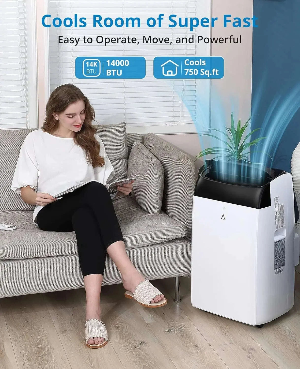 14000 BTU Portable Air Conditioner 3-in-1 with Remote Control and Sleep Mode-White 14000 BTU / United States