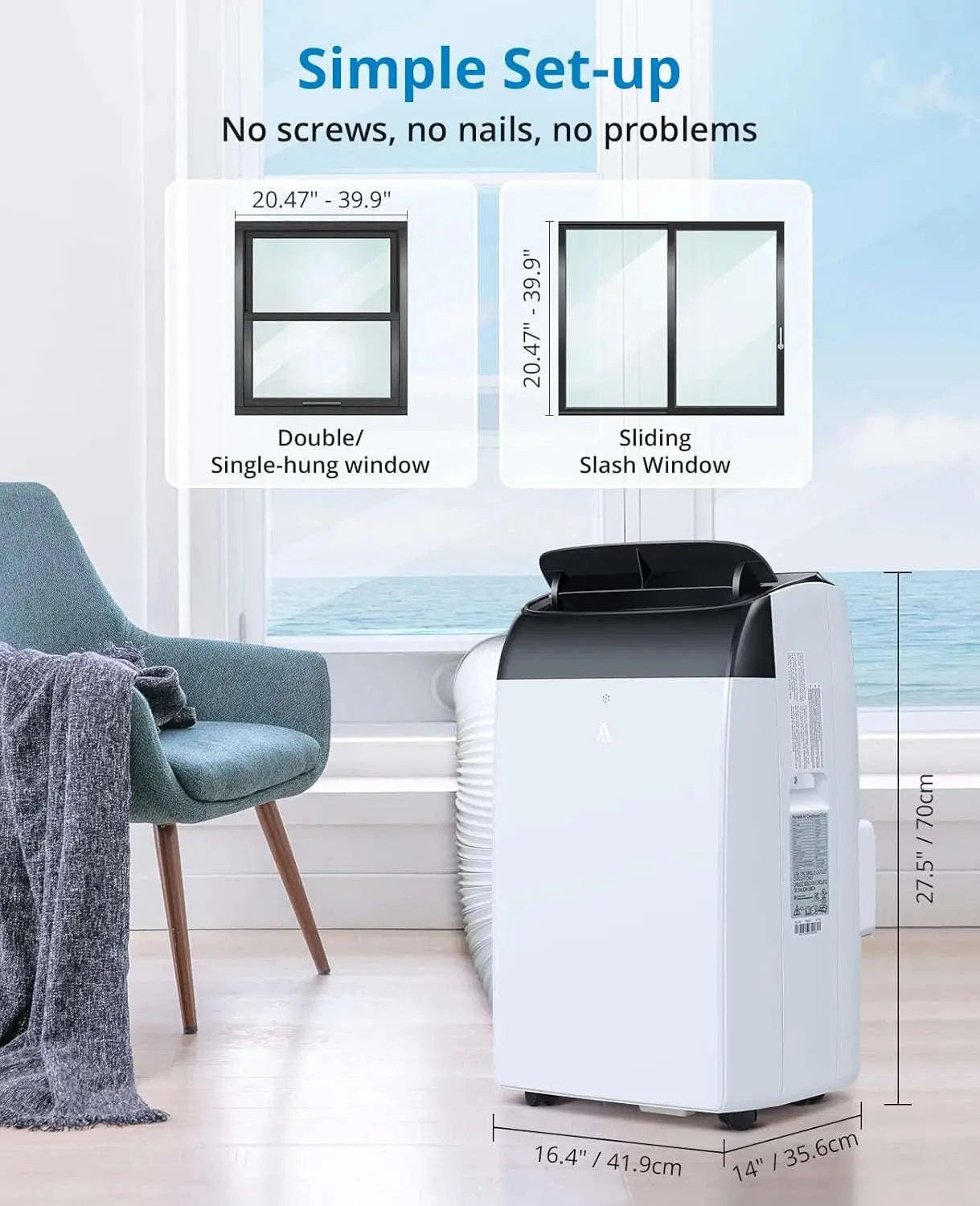 14000 BTU Portable Air Conditioner 3-in-1 with Remote Control and Sleep Mode-White 14000 BTU / United States