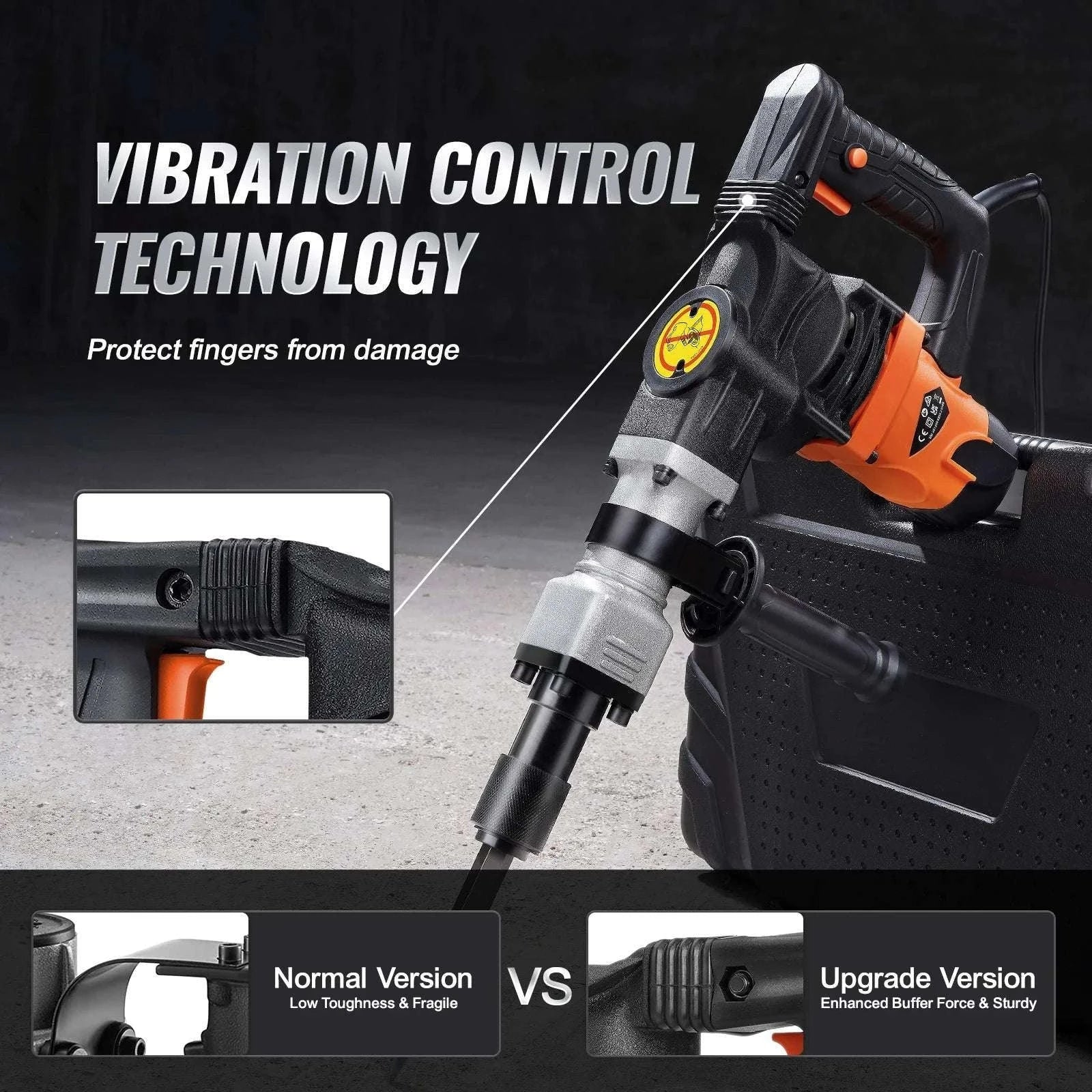 1400W Electric Demolition Jack Hammer with 2 Chisels-United States