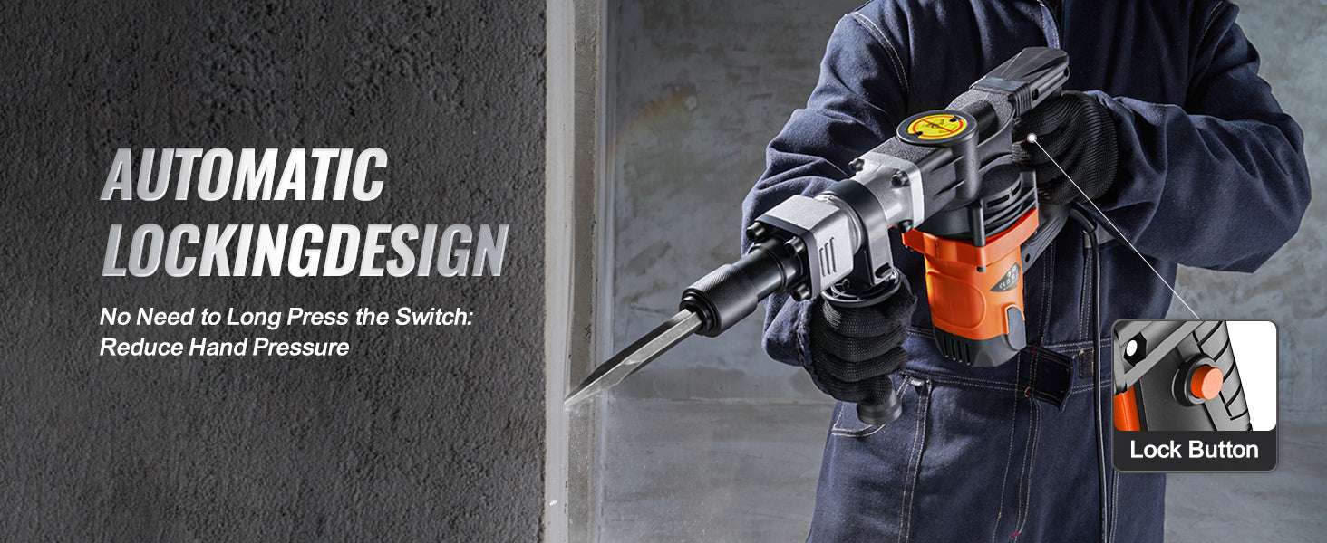 1400W Electric Demolition Jack Hammer with 2 Chisels-United States