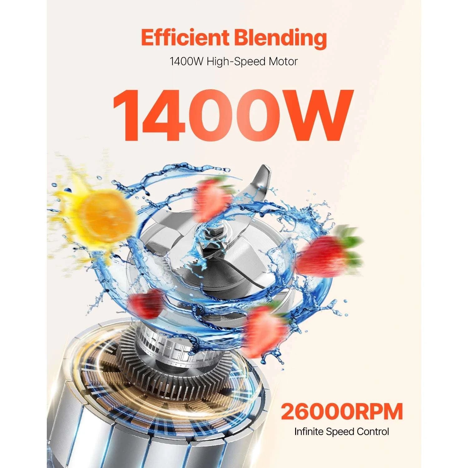 1400W High-Speed Blender with 61 oz Capacity for Smooth Blends-1.8L 1400 W / United States