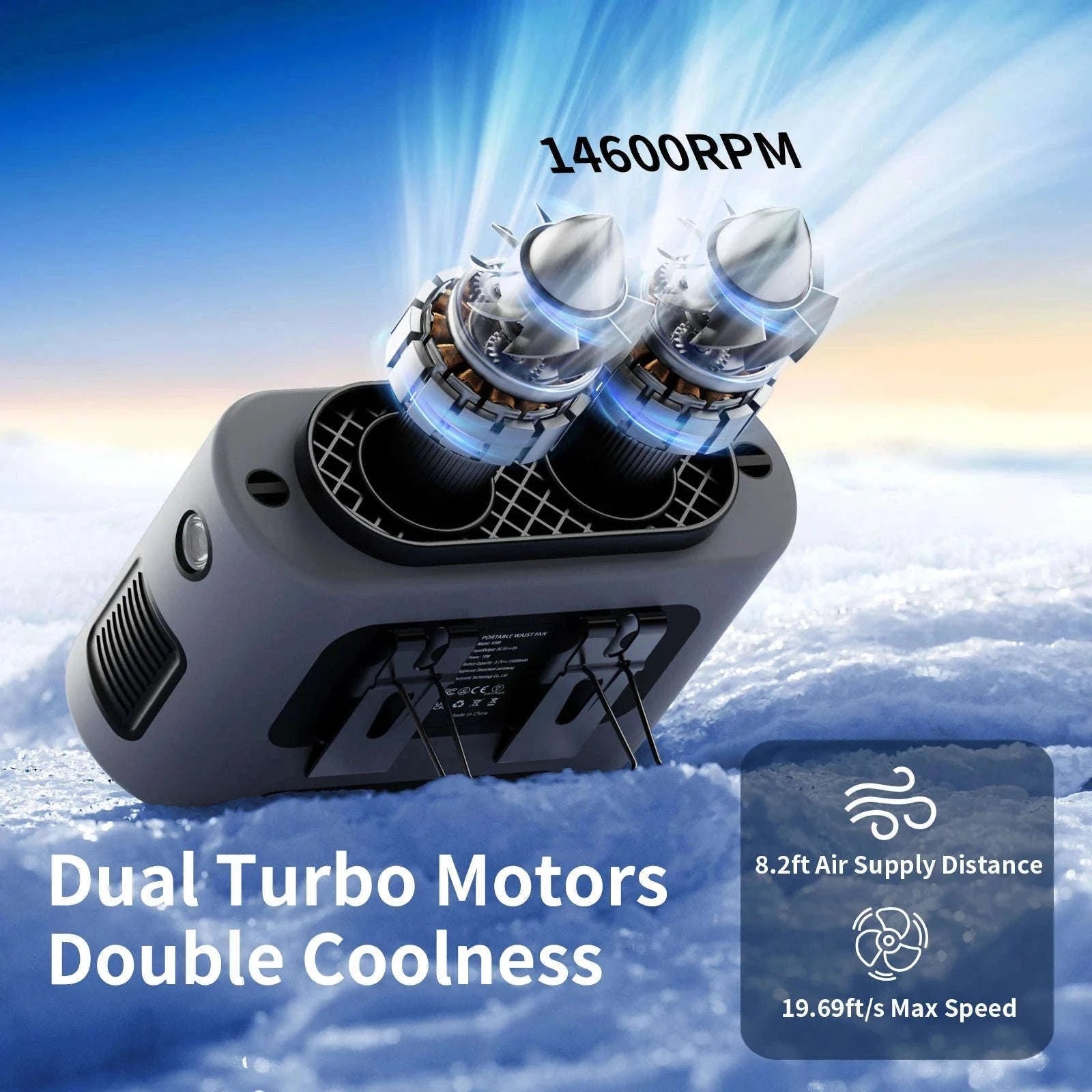 14500mAh Waist and Neck Fan with Dual Turbo Motors-14500mAh Orange / China Mainland