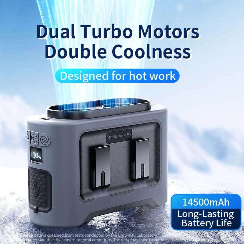 14500mAh Waist and Neck Fan with Dual Turbo Motors-14500mAh Orange / China Mainland