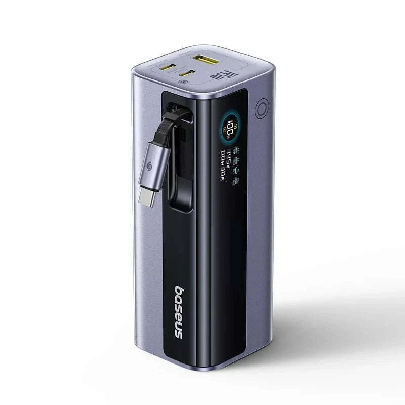 145W Fast Charging Power Bank 20000mAh with Retractable USB-C Cable-Grey / 20000mAh / United States