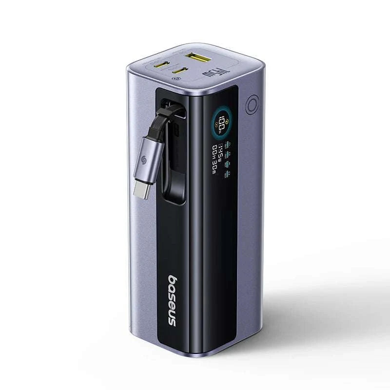 145W Fast Charging Power Bank 20000mAh with Retractable USB-C Cable-Grey / 20000mAh / United States