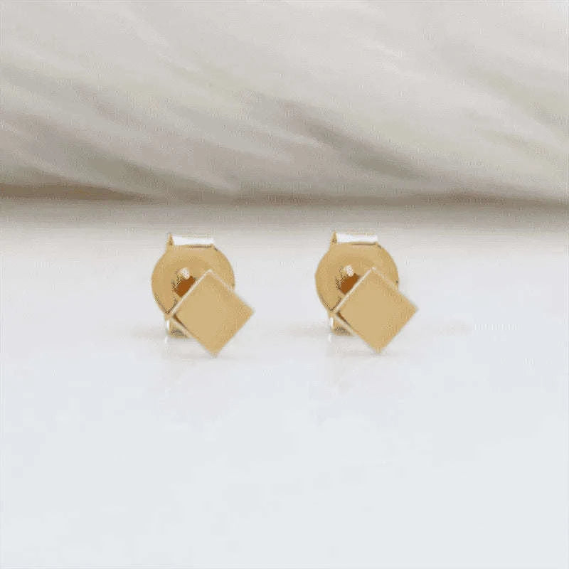 14K Gold Filled Square Stud Earrings, Tarnish Resistant-Default Title