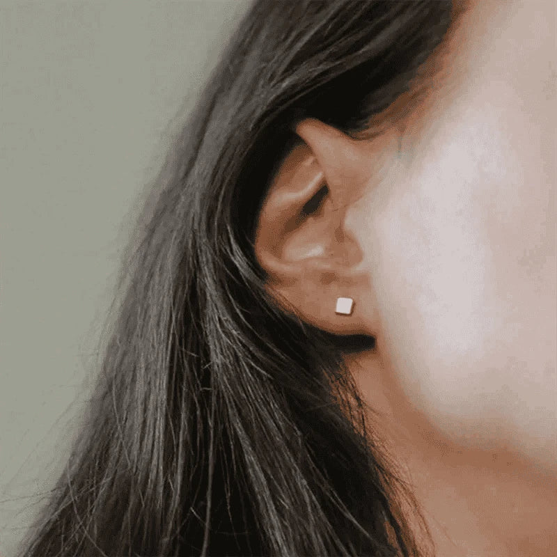 14K Gold Filled Square Stud Earrings, Tarnish Resistant-Default Title