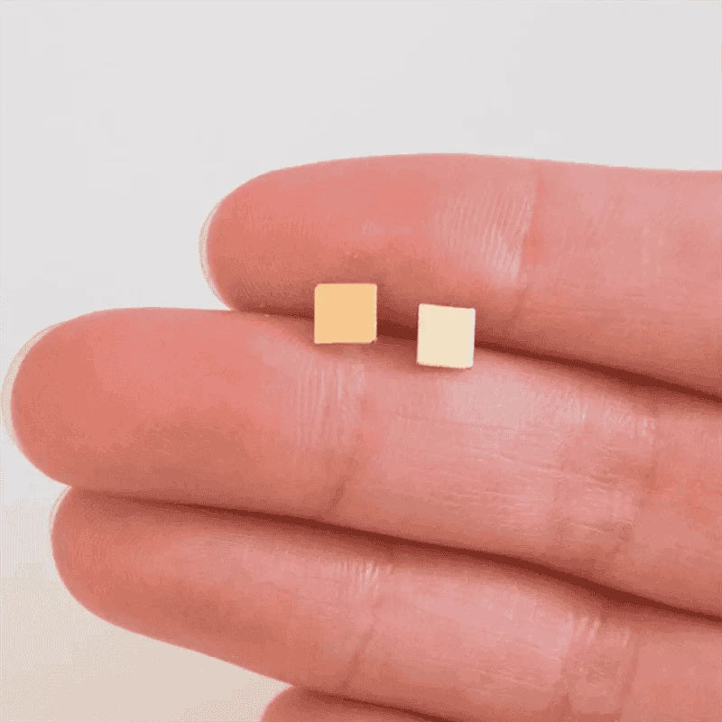 14K Gold Filled Square Stud Earrings, Tarnish Resistant-Default Title