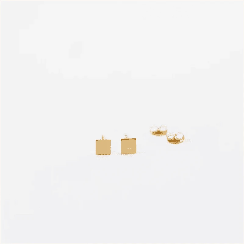 14K Gold Filled Square Stud Earrings, Tarnish Resistant-Default Title
