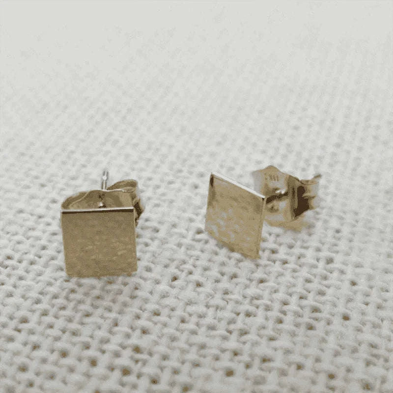 14K Gold Filled Square Stud Earrings, Tarnish Resistant-Default Title