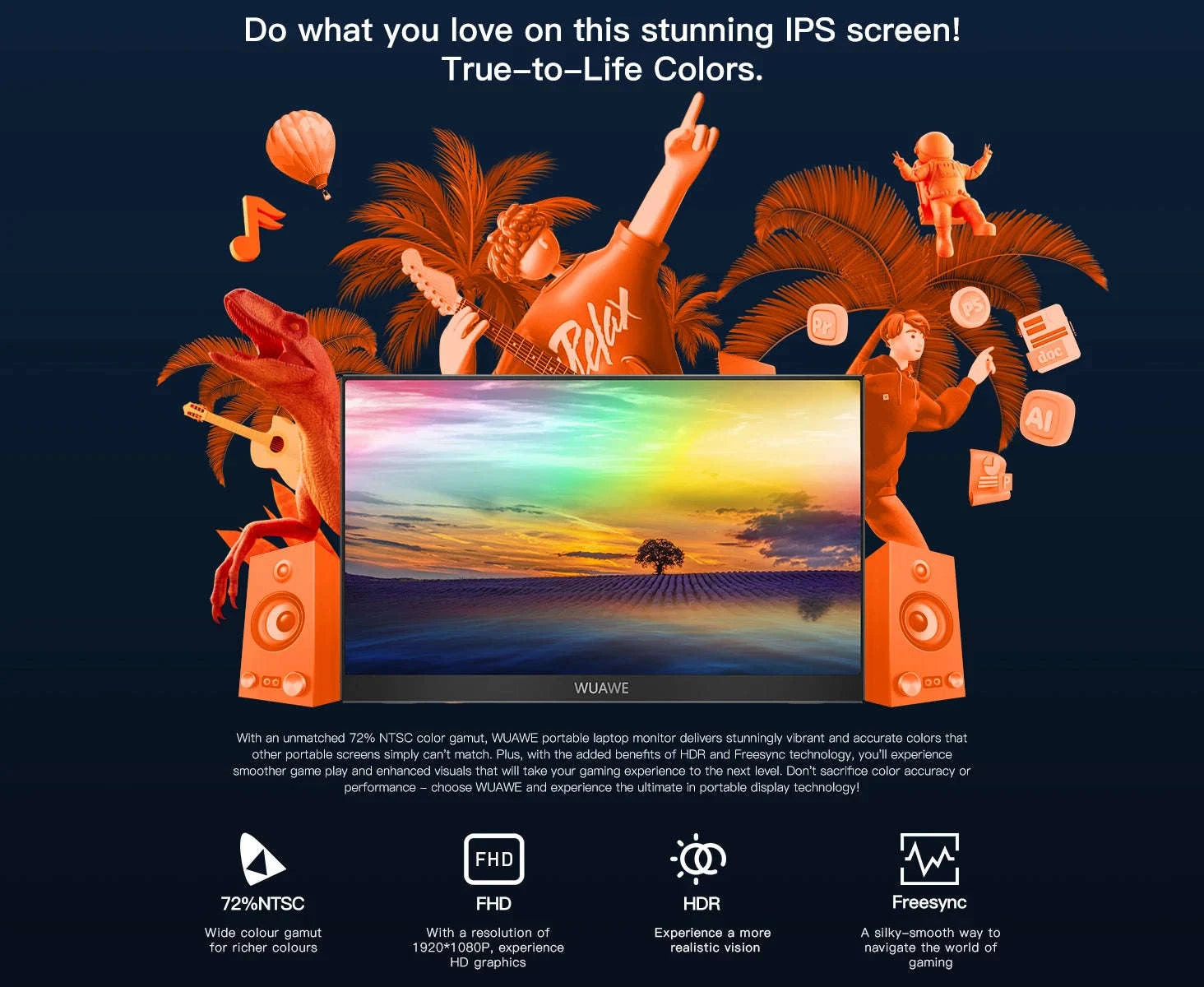 15.6 Inch Portable Monitor 1080P USB-C HDMI External Screen-15.6inch 1080P / US Plug / United States