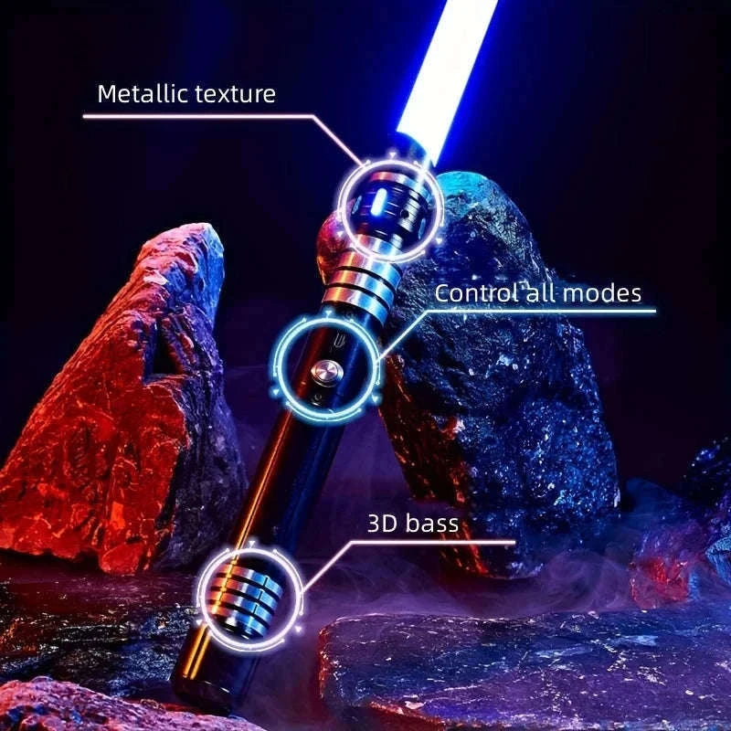 15-Color Light Up Saber Toy with Gravity Sensing Metal Handle-Black-2 Pack / United States