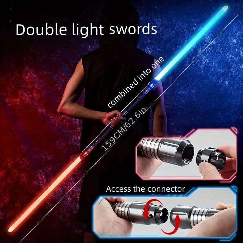 15-Color Light Up Saber Toy with Gravity Sensing Metal Handle-Black-2 Pack / United States