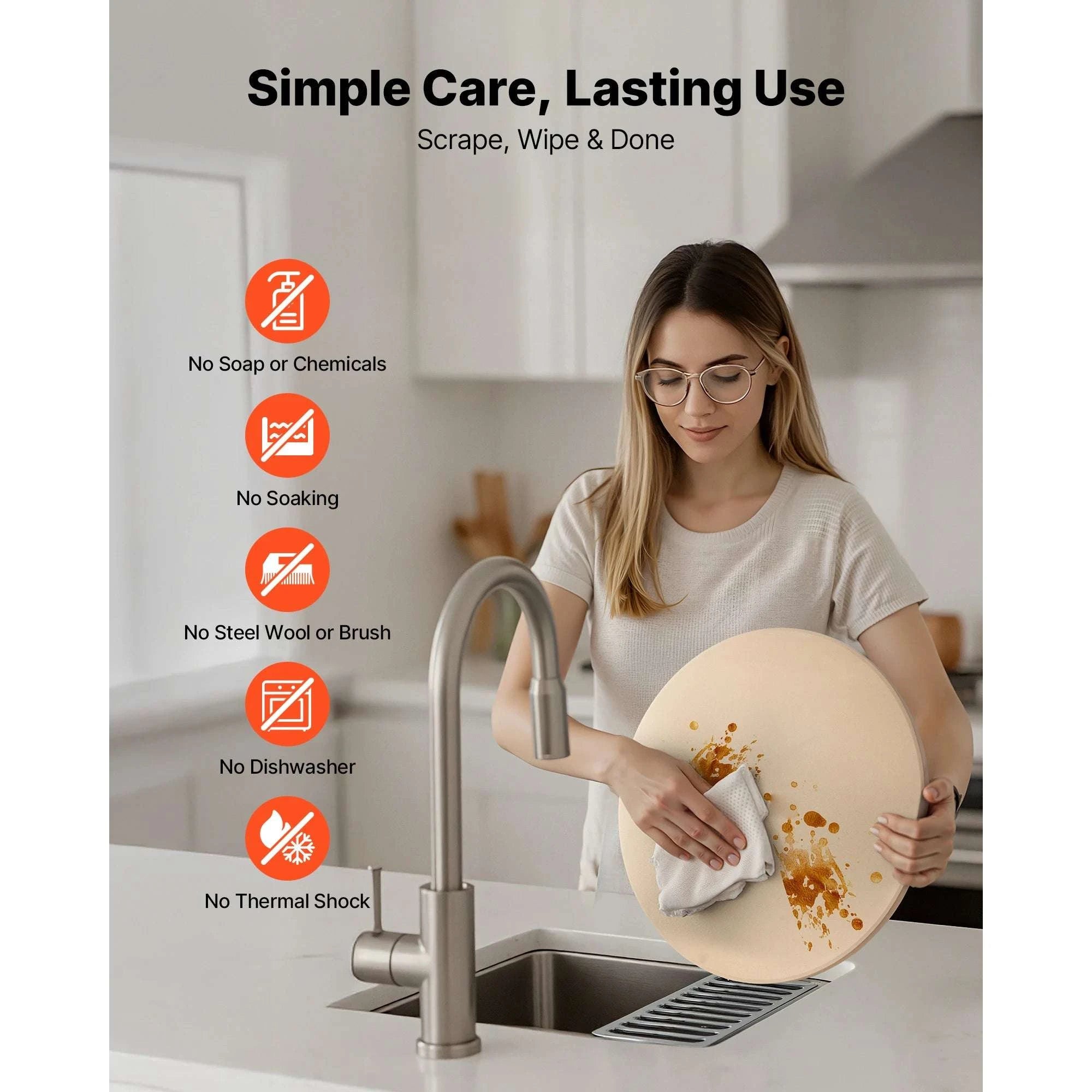15-Inch Cordierite Pizza Stone with Peel & Scraper 1450°F-