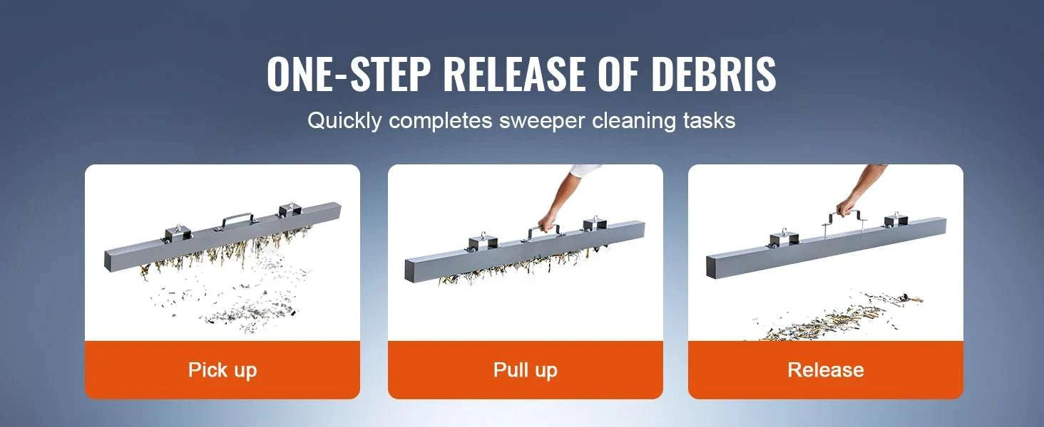 15" Rolling Magnetic Sweeper with Wheels for Nails & Metal Debris-Push 18in 45lbs / spain