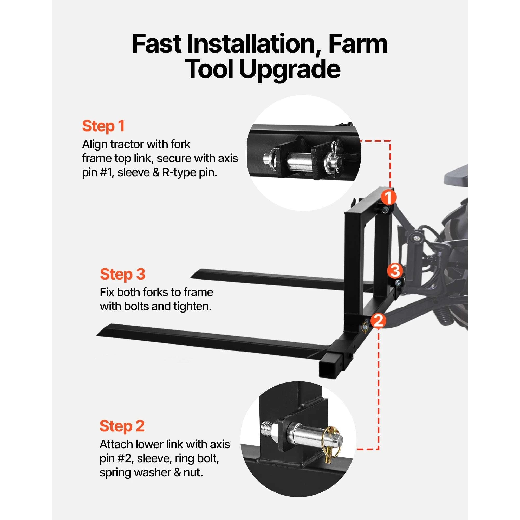 1500 lb 3-Point Hitch Pallet Forks 50in for CAT 1 Tractors-50in 1500lbs / United States