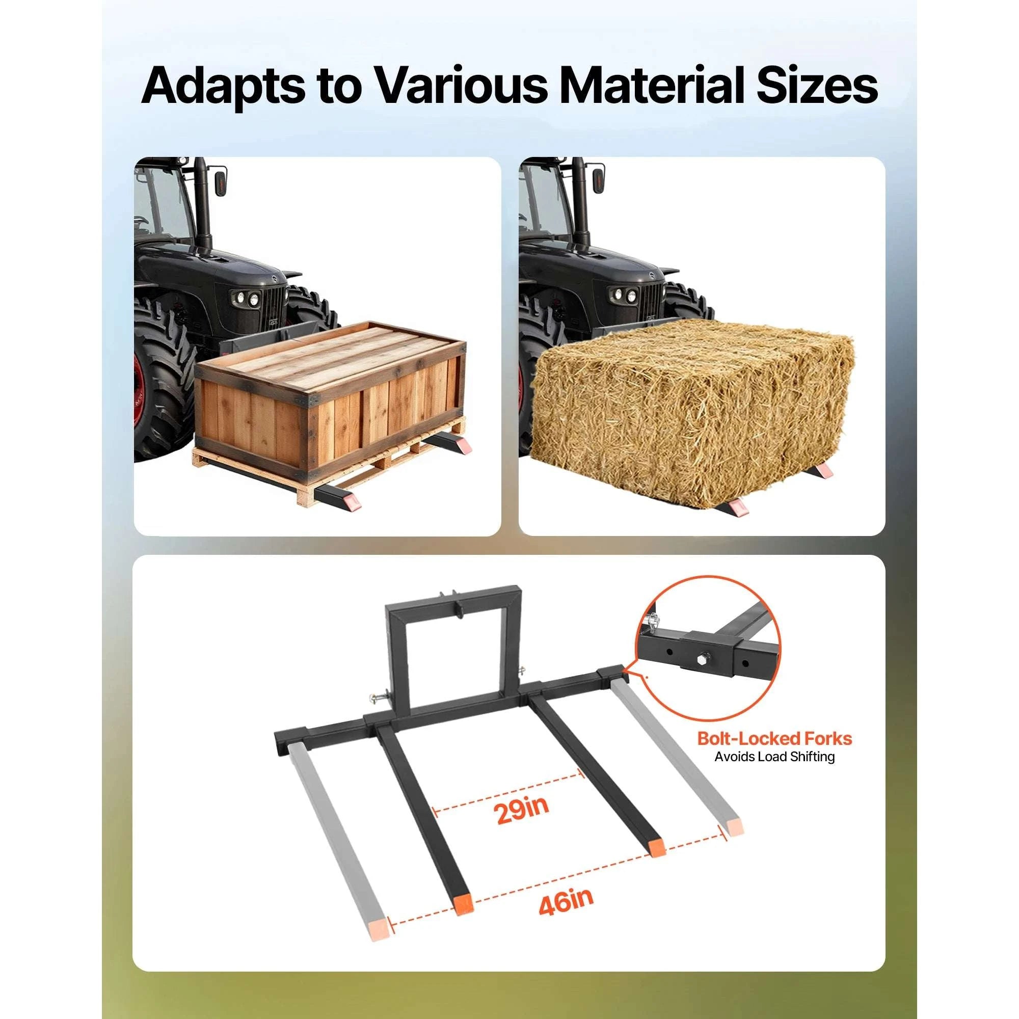 1500 lb 3-Point Hitch Pallet Forks 50in for CAT 1 Tractors-50in 1500lbs / United States