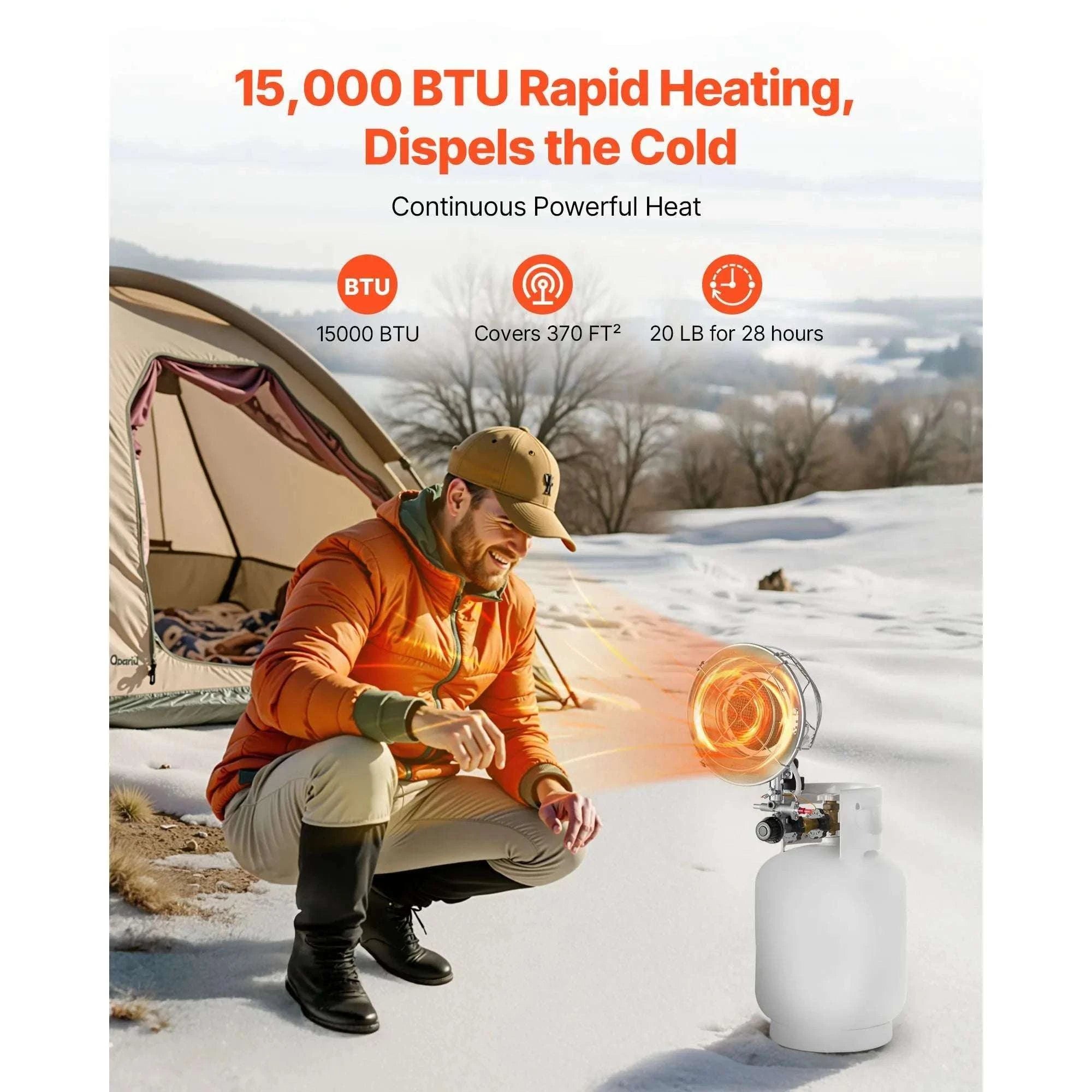 15000 BTU Propane Tank Top Heater with 180° Infrared Heat-Type 1 / United States