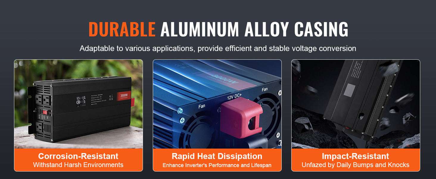 1500W–5000W Modified Sine Wave Power Inverter for Home & Travel-3000W LED Screen / United States