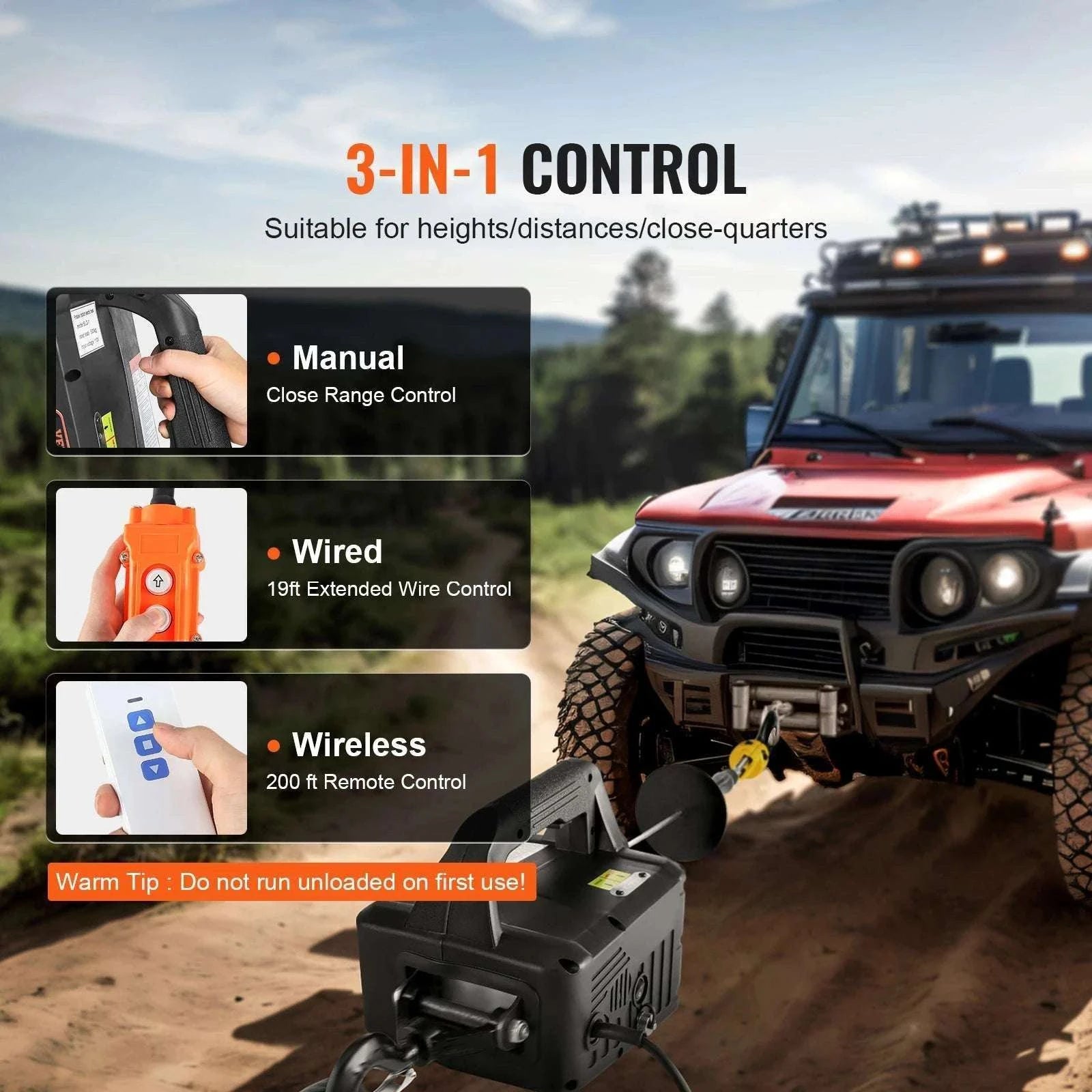 1500W Electric Hoist Winch with Wireless Remote, 1100 lbs Capacity-500-A / spain