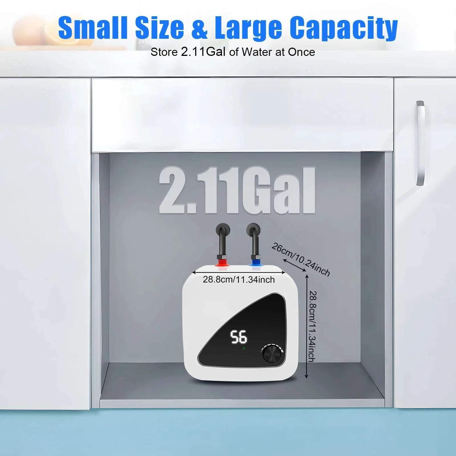 1500W Electric Water Heater with LED Display & Wall Mount Design-United States / WHITE / 110V
