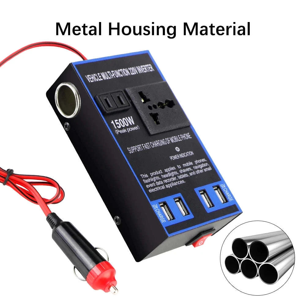 1500W Power Inverter 12V 24V to 110V 220V with USB-black