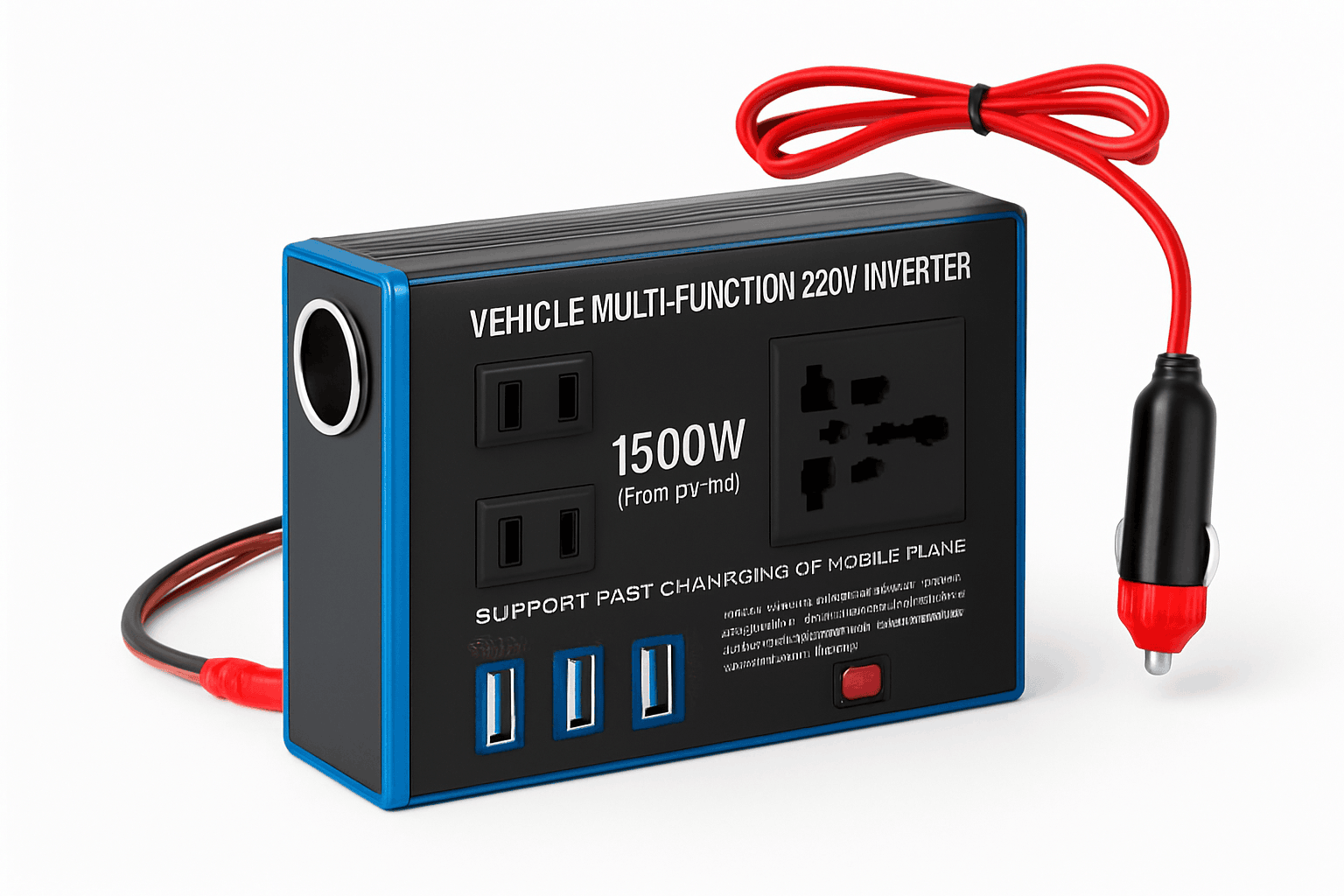 1500W Power Inverter 12V 24V to 110V 220V with USB-black