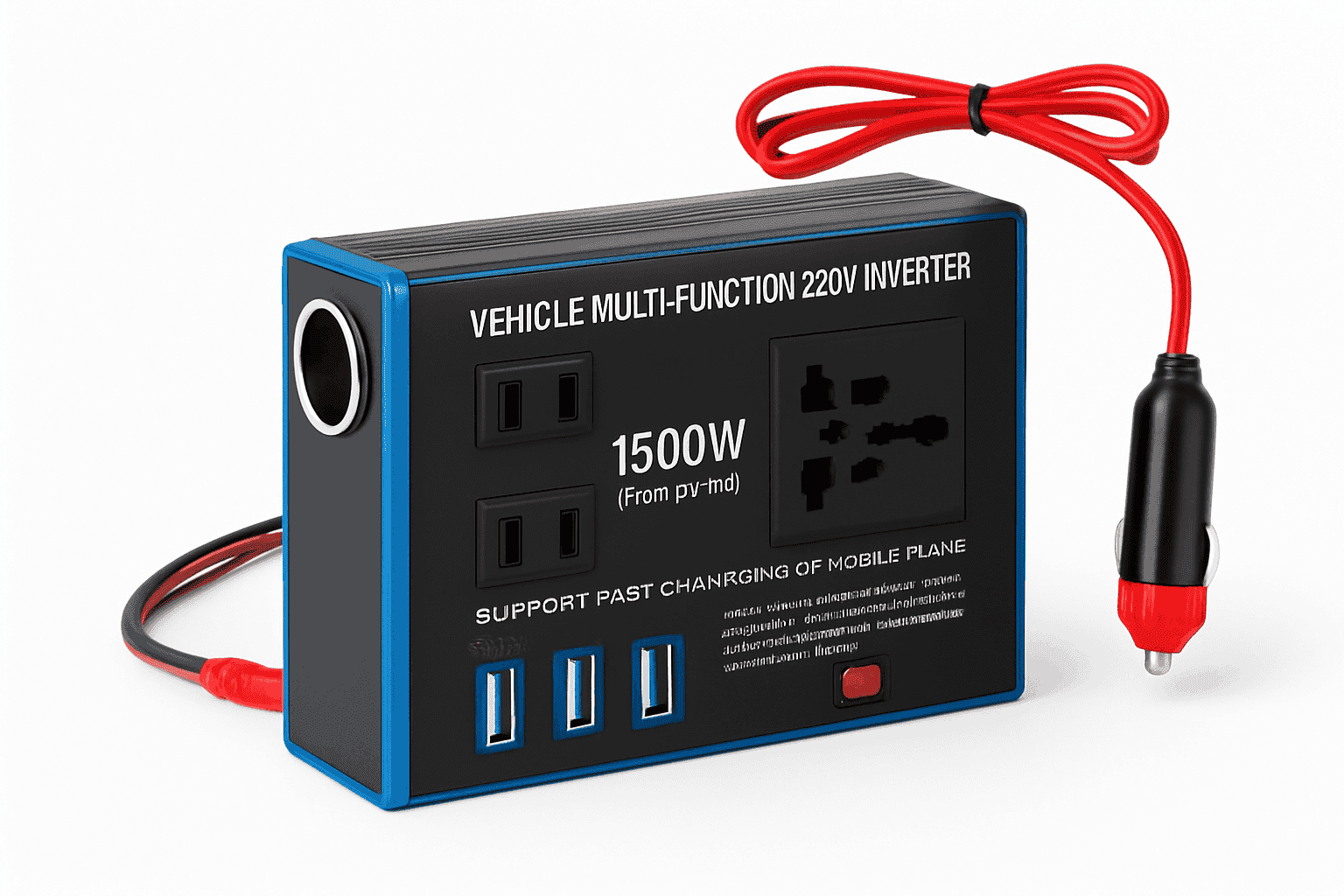 1500W Power Inverter 12V 24V to 110V 220V with USB-black